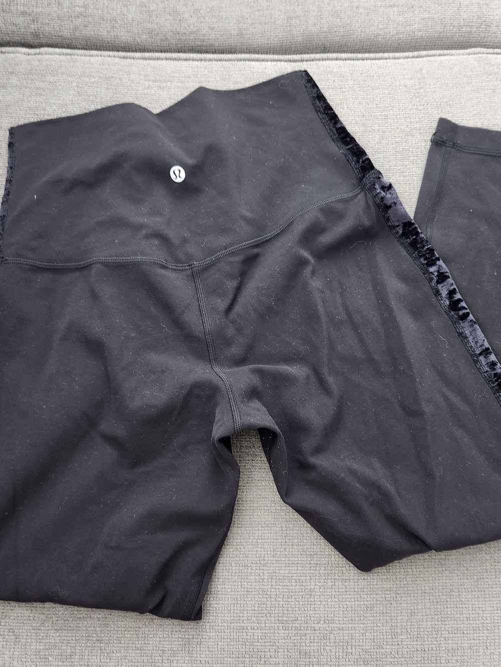 Lululemon Black High-Rise Leggings with Velvet Side Stripe